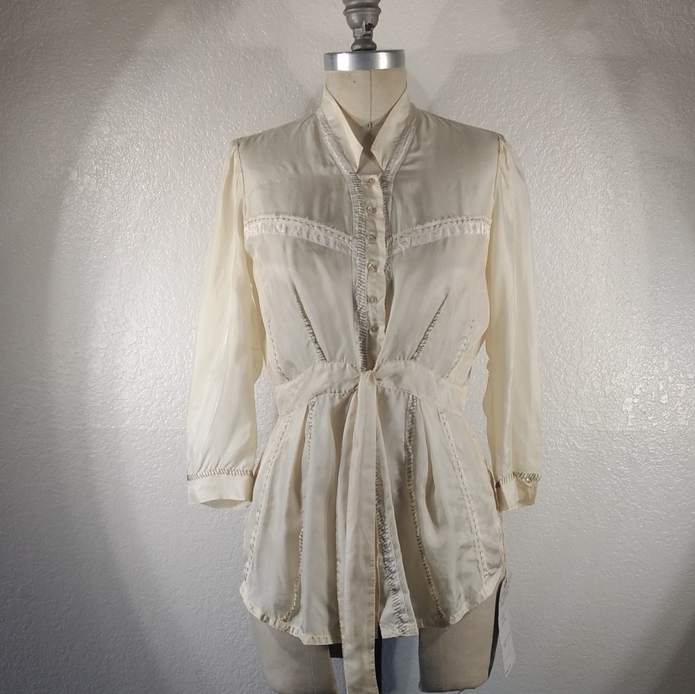 Pete & Greta by Johnny Was Silk Ulla Peplum Top XS NWT - Picture 2 of 5